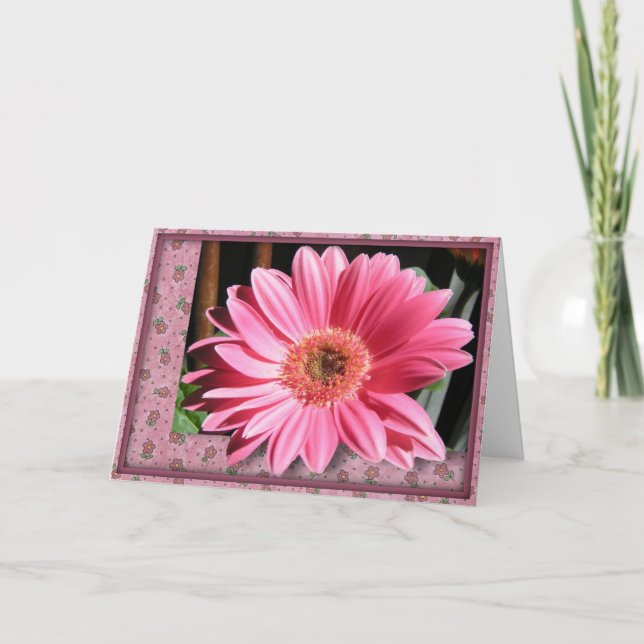 Rosa Gerber Daisy Birthday Card (stor utskrift) Kort (Framsida)