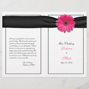 Rosa Gerber Daisy Black Ribbon Bröllopsprogram