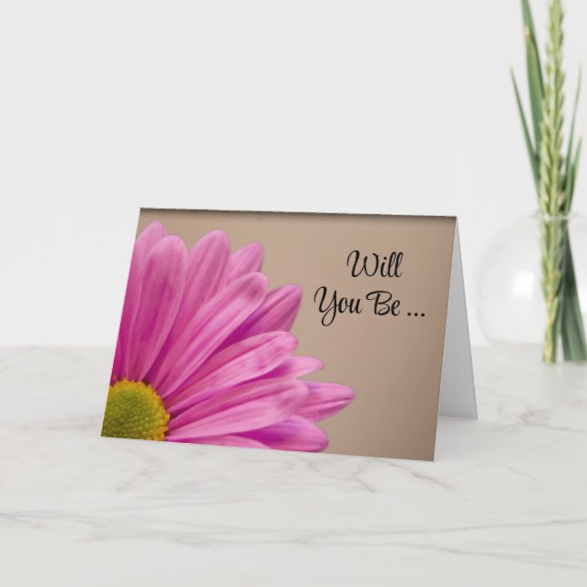 Rosa Gerber Daisy blir du min bridesmaid Inbjudan (Framsida)