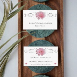 Rosa Gerber Daisy Blommigt Shop Affärskort Visitkort