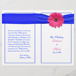 Rosa Gerber Daisy Blue Ribbon Bröllopsprogram