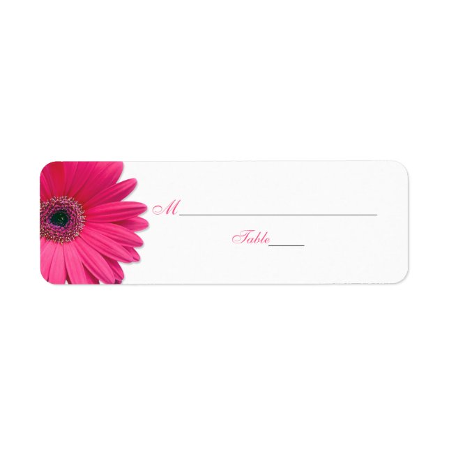 Rosa Gerber Daisy Bröllop-platsetiketter Returadress Etikett (Framsidan)