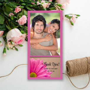 Rosa Gerber Daisy Bröllop Tack Photo Card Kort