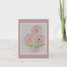 Rosa Gerber Daisy Bukett Snart Bättre Vattenfärg Anteckningskort