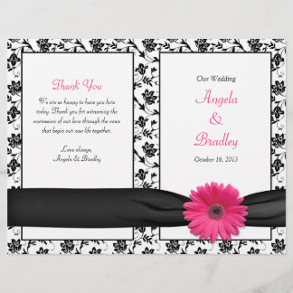 Rosa Gerber Daisy Damask Blommigt Bröllopsprogram