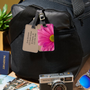 Rosa Gerber Daisy Flower Bagagebricka