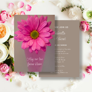 Rosa Gerber Daisy Flower i Vas Bröllop Inbjudningar