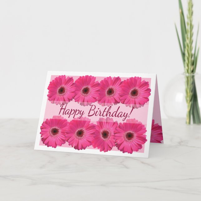 Rosa Gerber Daisy Grattis på födelsedagen Card Kort (Framsida)