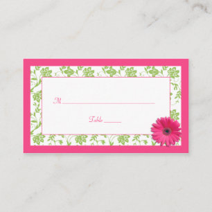 Rosa Gerber Daisy Grönt Damask Brölloport Cards Placeringskort