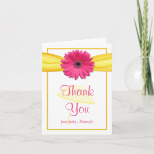 Rosa Gerber Daisy Gult Baby Shower Tack Kort