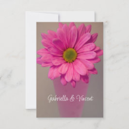 Rosa Gerber Daisy i Vas Bröllop-platta skuldkort Anteckningskort