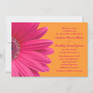 Rosa Gerber Daisy och Orange Bröllopinbjudan Inbjudningar
