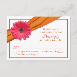 Rosa Gerber Daisy Orange Band Bröllop Svarskort OSA Kort