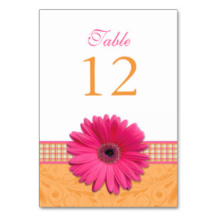 Rosa Gerber Daisy Orange Play Ribbon Bröllop Bordsnummer