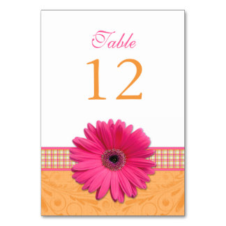 Rosa Gerber Daisy Orange Play Ribbon Bröllop Bordsnummer