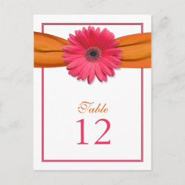 Rosa Gerber Daisy Orange Ribbon Bordsnummer Card
