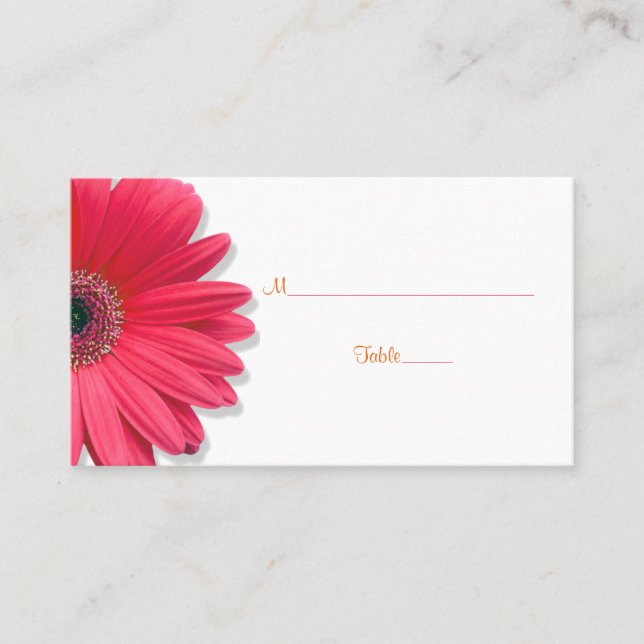Rosa Gerber Daisy Orange Ribbon Bröllop Place Card Placeringskort (Framsida)