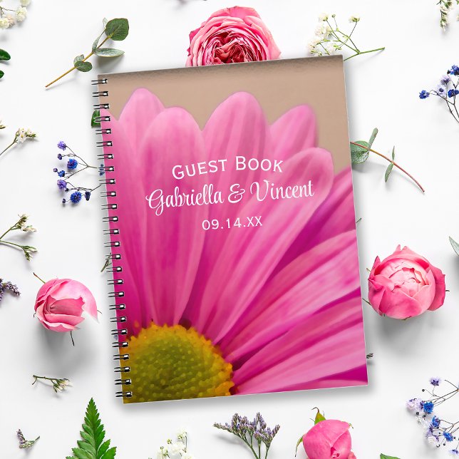 Rosa Gerber Daisy på Tan Bröllop Anteckningsbok (Skapare uppladdad)