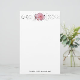 Rosa Gerber Daisy Personlig Stationery Brevpapper