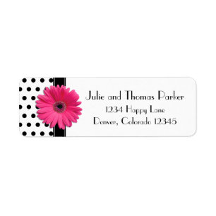 Rosa Gerber Daisy Polka Dot Bröllop Returadress Etikett