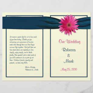 Rosa Gerber Daisy Ribbon Bröllopsprogram