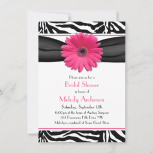 Rosa Gerber Daisy Zebra tryck Möhippa Inbjudningar