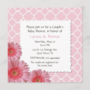 Rosa Gerber daisypars inbjudan för baby shower