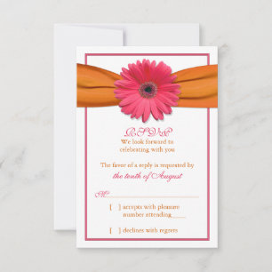 Rosa Gerber Margerita Orange Band Bröllop RSVP Sva OSA Kort