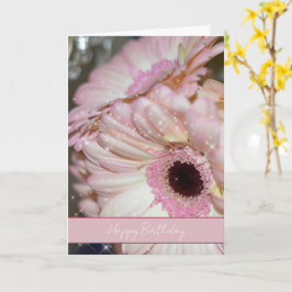 Rosa Gerbera-blommor gnistrar födelsedag Kort