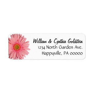 Rosa Gerbera Daisy Anpassningsbar Adressetiketter Returadress Etikett