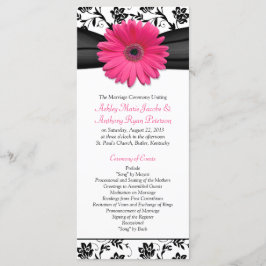 Rosa Gerbera Daisy Black Blommigt Bröllopsprogram Program
