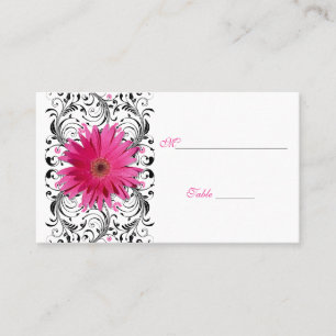 Rosa Gerbera Daisy Black Blommigt Place Card Placeringskort