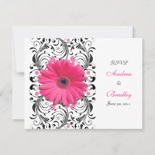 Rosa Gerbera Daisy Blommig Svarskort OSA Kort