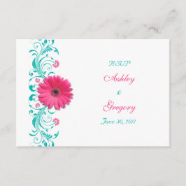 Rosa Gerbera Daisy Blommigt Reply Card OSA Kort
