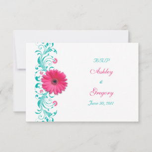 Rosa Gerbera Daisy Blommigt Reply Card OSA Kort
