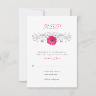 Rosa Gerbera Daisy Blommigt Reply Card OSA Kort