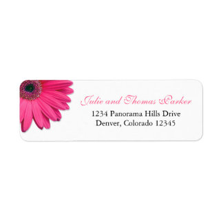 Rosa Gerbera Daisy Bröllop Enkel Returadress Etikett