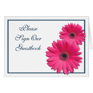 Rosa Gerbera Daisy Bröllop Guestbook-kort Hälsningskort
