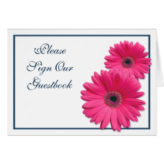Rosa Gerbera Daisy Bröllop Guestbook-kort Hälsningskort