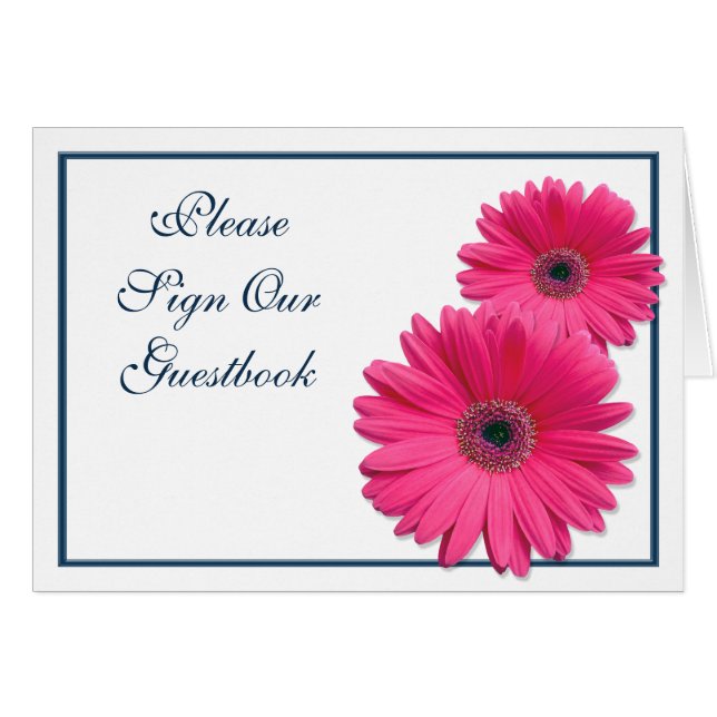 Rosa Gerbera Daisy Bröllop Guestbook-kort Hälsningskort (Framsidan Horizontal)