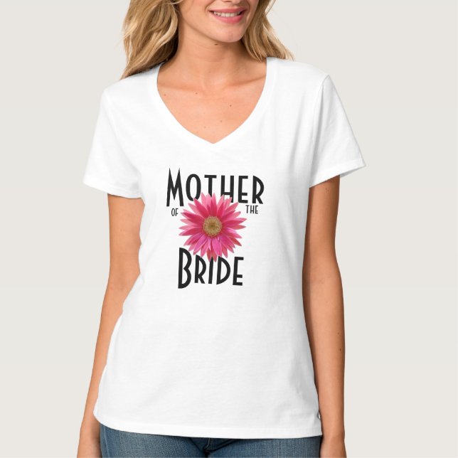 Rosa Gerbera Daisy/Bröllop Tee (Framsida)