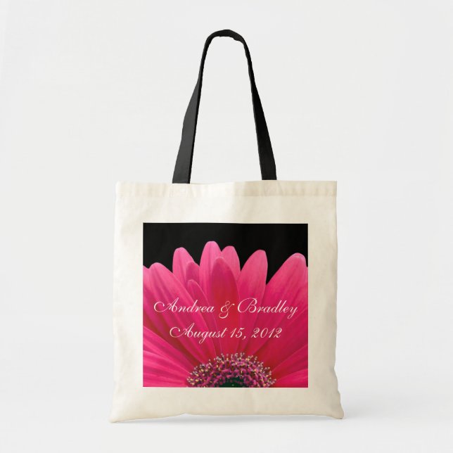 Rosa Gerbera Daisy Bröllop Välkommen Bag Tygkasse (Framsidan)