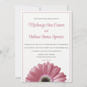 Rosa Gerbera Daisy bröllopsinbjudan Inbjudningar