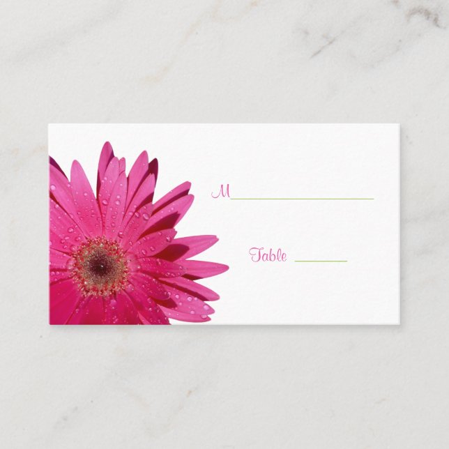 Rosa Gerbera Daisy Cream Place Card Placeringskort (Framsida)