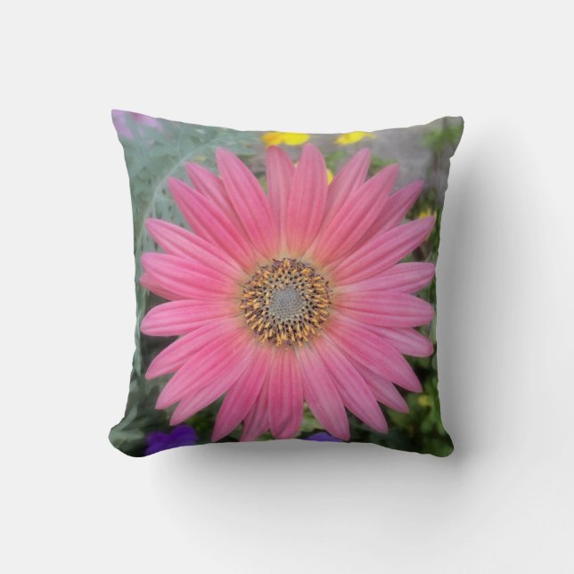 Rosa Gerbera Daisy Dekorativ kudde (Framsida)