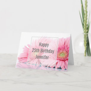Rosa Gerbera Daisy Elegant Fotofödelsedag Kort