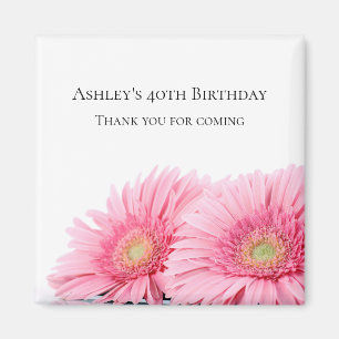 Rosa Gerbera Daisy Elegant Fotografi Födelsedag Magnet