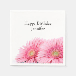 Rosa Gerbera Daisy Elegant Fotografi Födelsedag Pappersservett