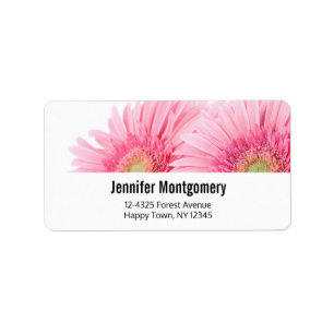 Rosa Gerbera Daisy Elegant Photo Adressetikett