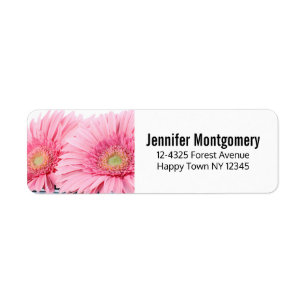 Rosa Gerbera Daisy Elegant Photo Returadress Etikett